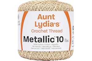 Coats Crochet 154M.0226G Aunt Lydia's Cotton Metallic Size 10, Natural/Gold