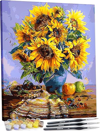 Amazon Com Artsy Etta Diy Paint By Numbers For Adults Framed Adult S Paint By Number Kits Framed Paint By Numbers For Adults With Frame Paint By Numbers Flowers