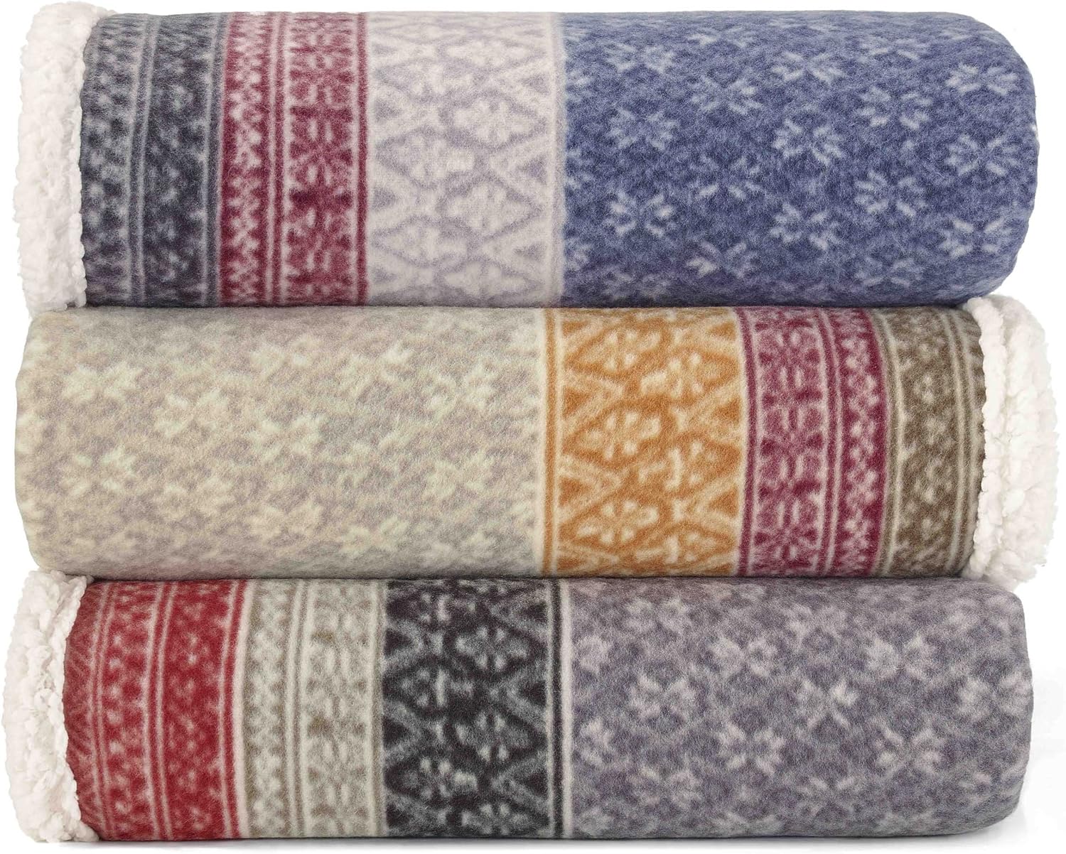 Eddie Bauer | Brushed Fleece Collection | Throw Blanket-Reversible Sherpa Cover, Soft & Cozy, Perfect for Bed or Couch, Fair Isle Khaki: Home & Kitchen