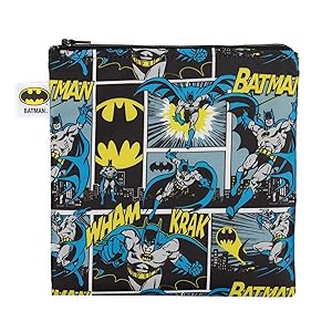 Bumkins Sandwich Bag / Snack Bag, DC Comics Reusable, Washable, Food Safe, BPA Free, 7x7 – Batman