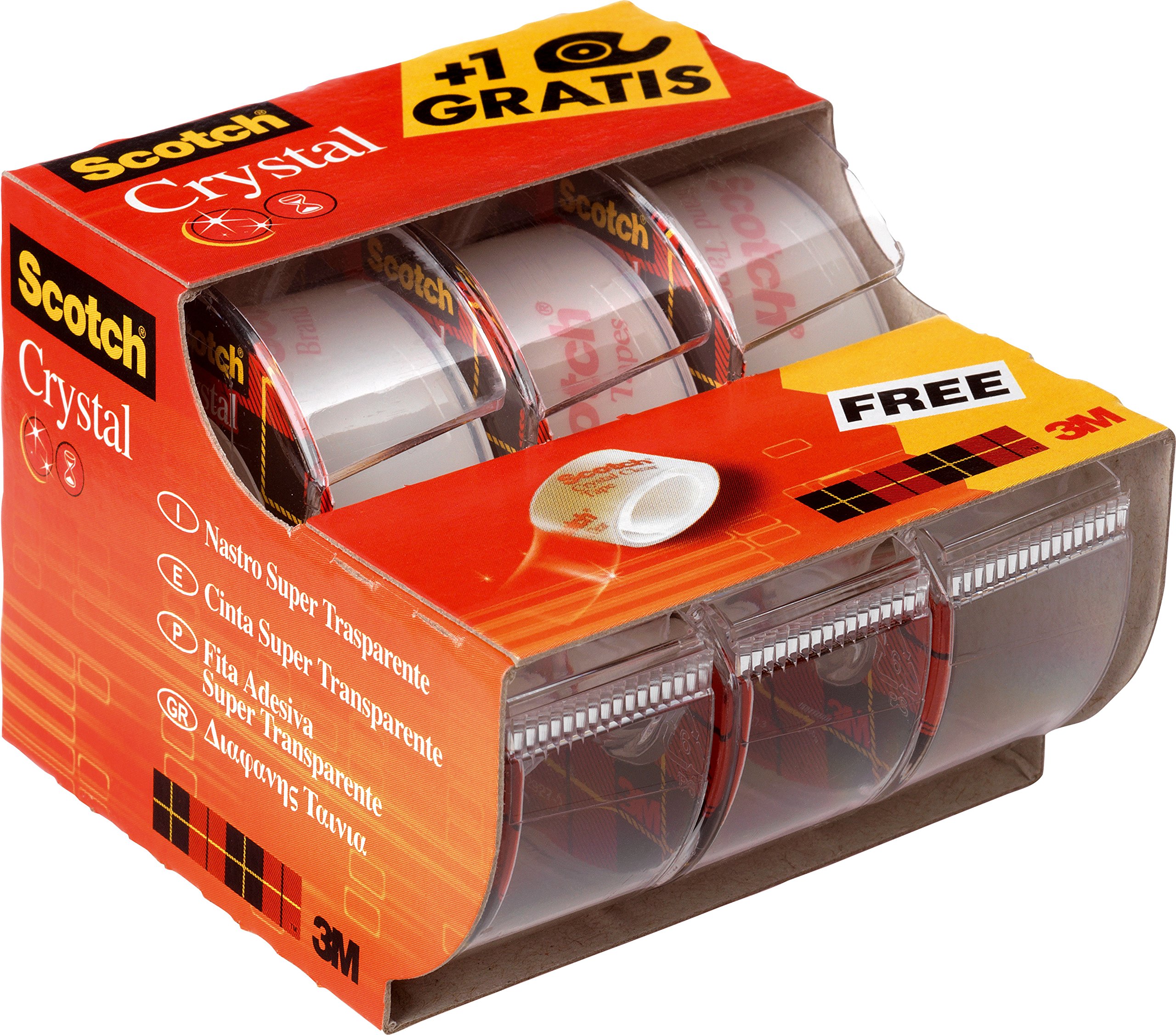 Scotch - 6-1975C3 - Caddy One Pack of 3 Crystal Ribbons, 19mm x 7.5m