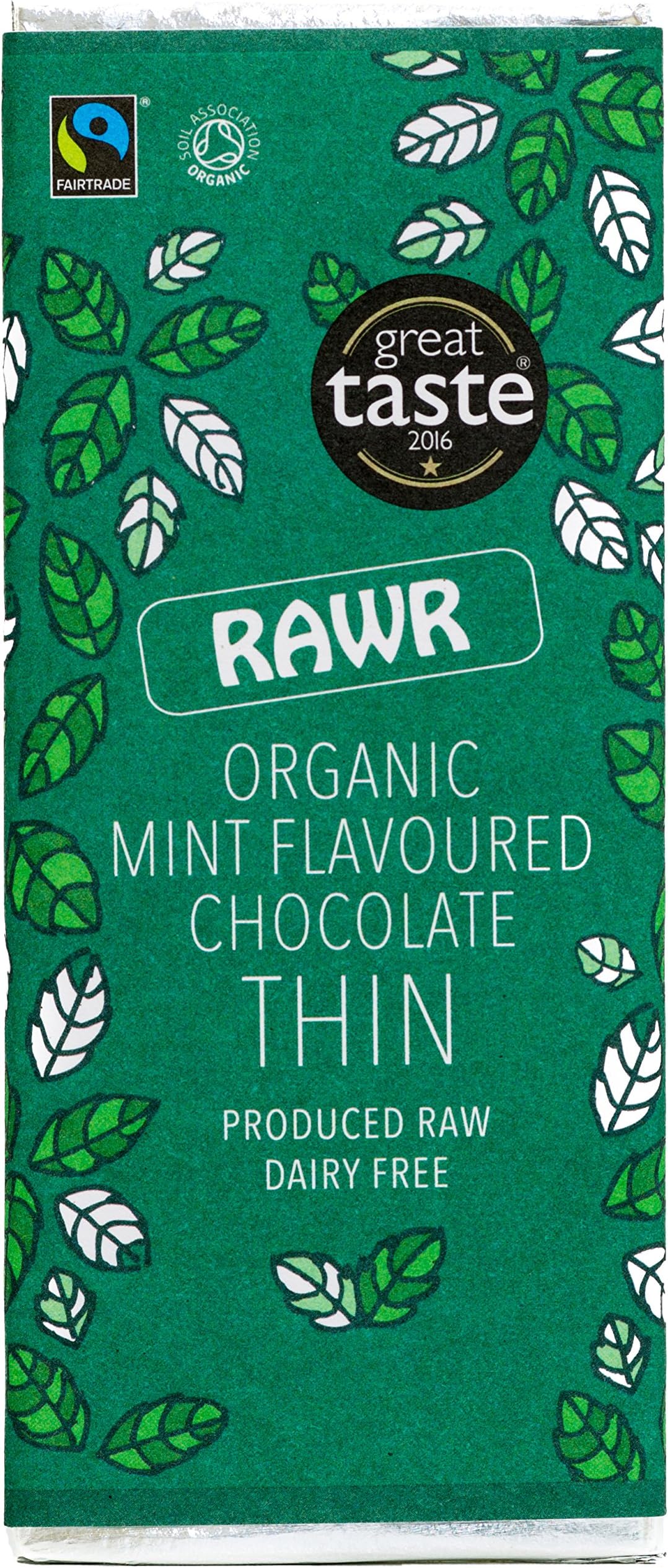 Rawr Organic Mint Chocolate Thin Bar, 30g (Pack of 8)