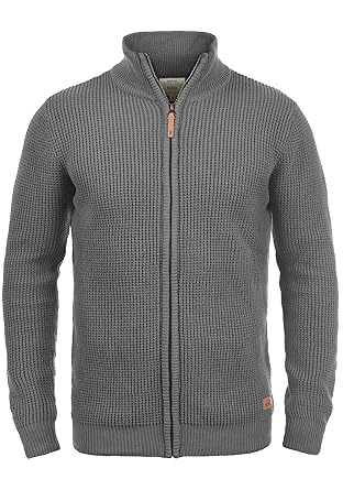 Redefined Rebel Mongo Herren Strickjacke Cardigan Grobstrick Pullover mit Stehkragen
