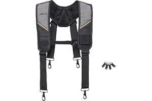 ToughBuilt ClipTech Series – Pro Padded Suspenders, Heavy-Duty Adjustable Work Suspenders Breathable Padding, Durable Buckle Clips, and Reinforced Stitching for Tool Belts Jobsite Comfort (TB-CT-51P)