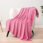 PAVILIA Hot Pink Throw Blanket for Couch Bed, Soft Fleece Throws for Sofa Chair, Fuzzy Waffle Textured Blanket, Cozy Warm Lightweight All Season Blanket Throw, 50x60
