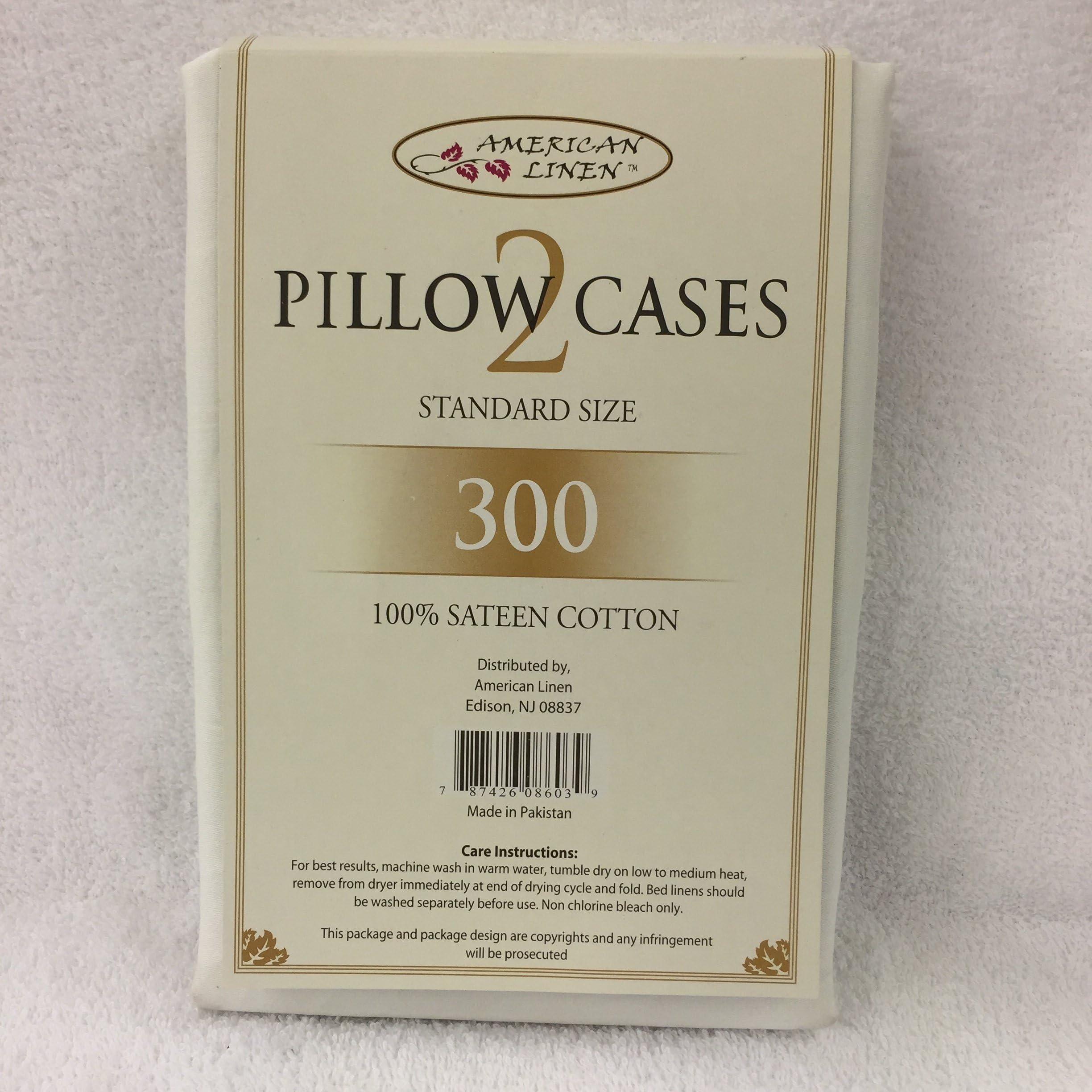 American 2-Pack Standard Size Pillowcases, White 100% Cotton 300TC