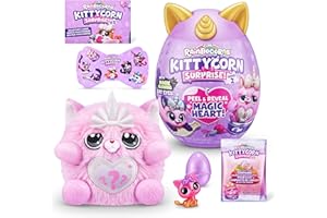 Rainbocorns Kittycorn Surprise Series 2 (Chinchilla Cat) by ZURU, Collectible Plush Stuffed Animal, Surprise Egg, Sticker Pack, Slime, Ages 3+ for Girls, Children