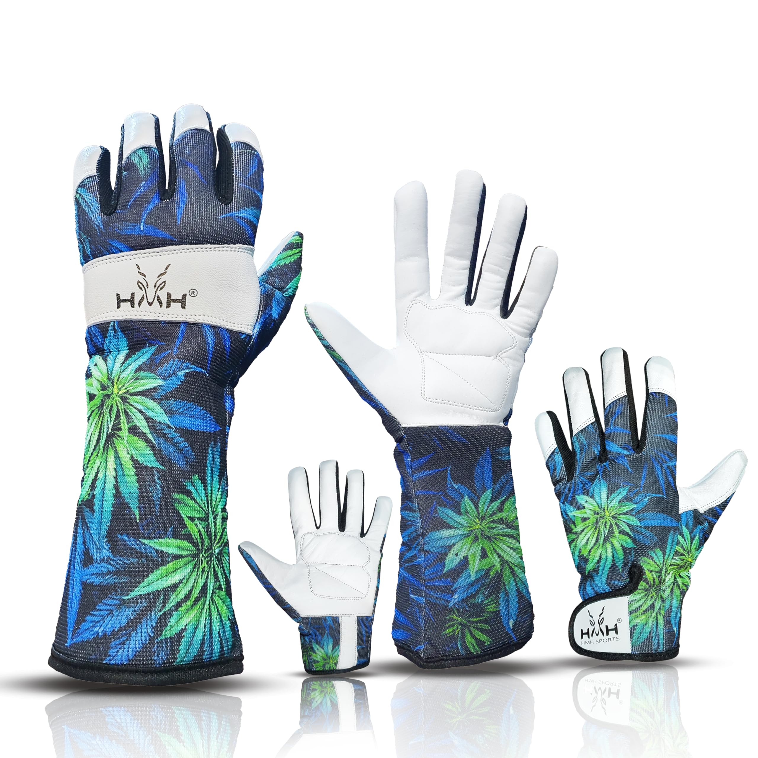 HMH Leather Gardening Gloves For Women - Heavy Duty Work Gloves Men - Dexterity Gloves – Thorn Proof Safety garden gloves mechanic builders (Green Long, S) — image 1