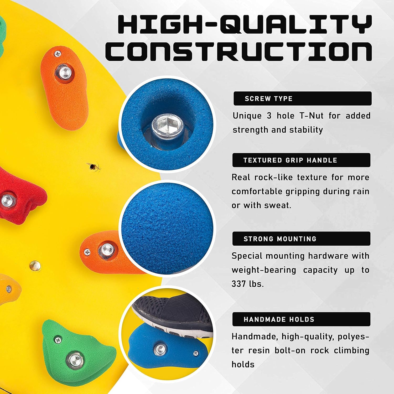 Slothside Rock Climbing Holds for Kids and Adults | 10 Premium Non-Plastic Resin Rock Climbing Wall Holds for Kids Outdoor in Gift Box | Variety Pack Rock Wall Holds with Mounting Hardware : Sports & Outdoors