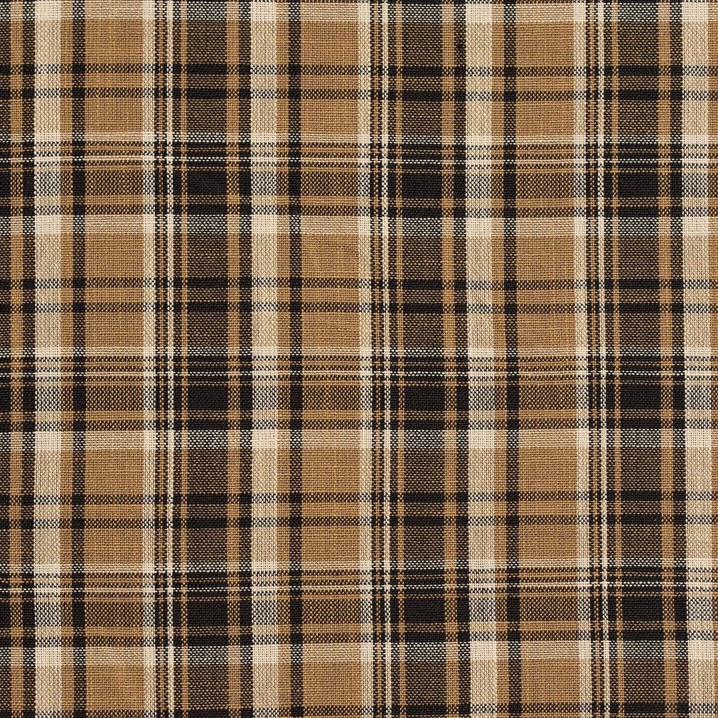 Onyx Tartan Beige Tan Taupe Black Plaid Small Scale Tweed Textures Fade Resistant Upholstery Fabric by the yard
