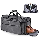 HILOMON Garment Duffle Bags for Travel, YKK Zippers Carry On Convertible Suit Bag with Waterproof Compartment & Shoe Compartment & Shoulder Strap