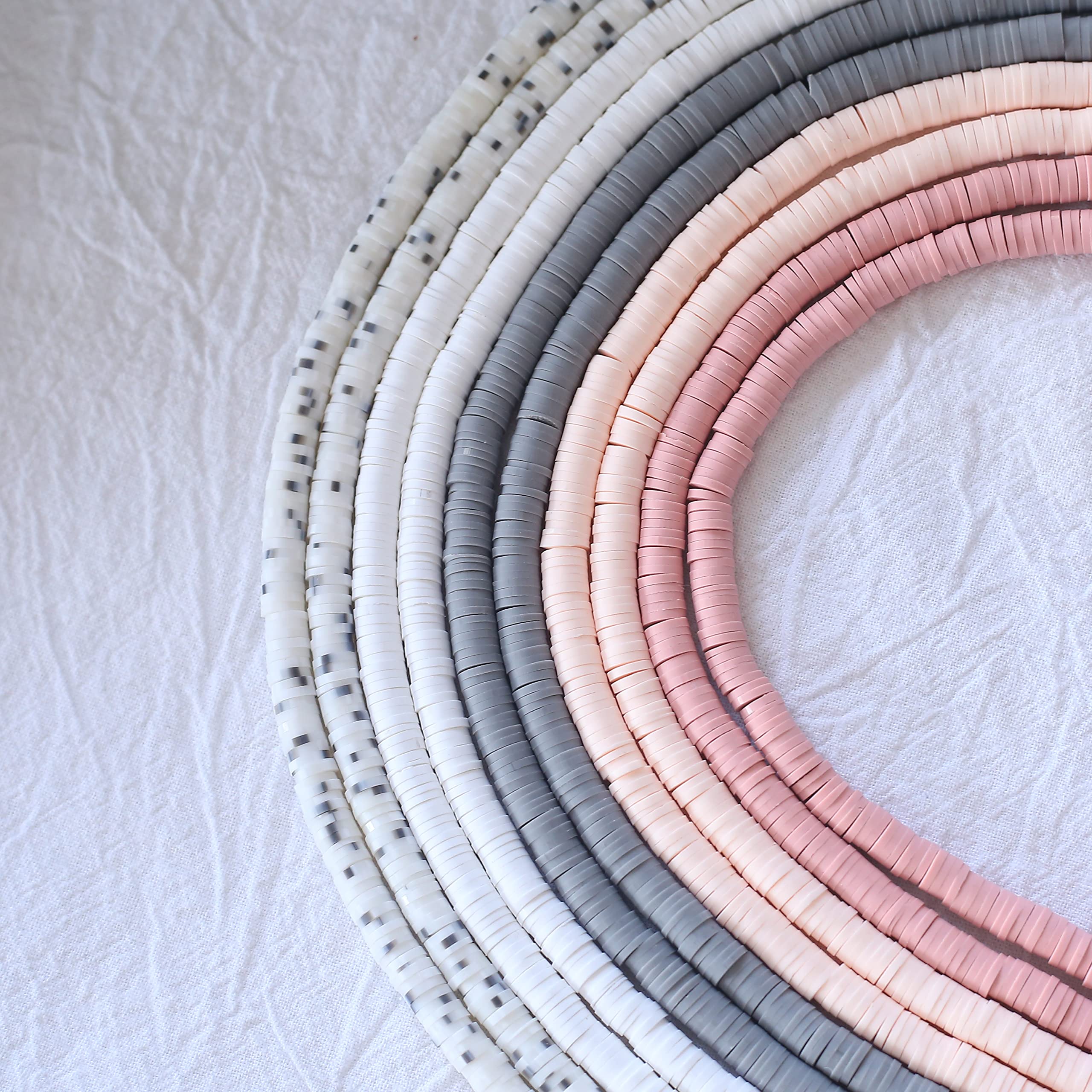 HERZWILD ca.3600pcs Heishi Beads Colorful 6mm Clay Beads for Threading 10 Strands Clay Beads Set for Chocker, Necklace, Bracelet, Earrings, Jewelry Making DIY (5color) — image 1