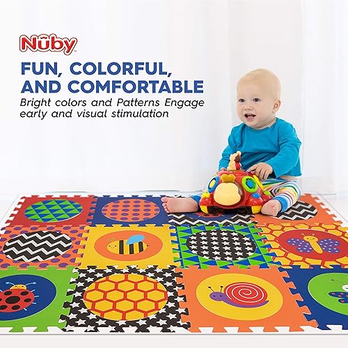 Nuby Interlocking Baby Play Mat, Foam Floor Tiles for Infants and