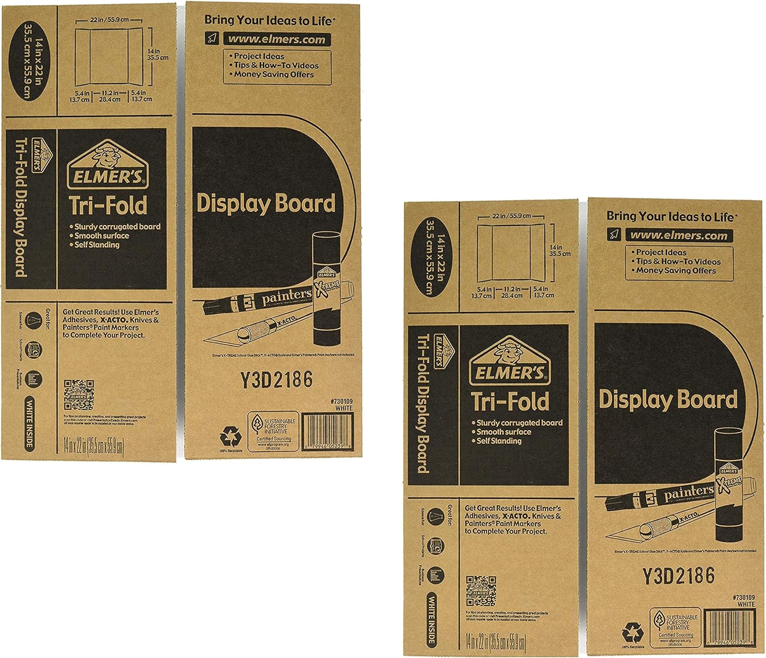 Elmer's Tri-Fold Display Board, White, 14x22 Inch : Ordinary Display Boards : Office Products
