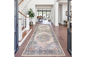 TOPRUUG Washable Runner Rug 4x10 - Hallway Runner Rug Kitchen Rugs and Mats Non Skid Washable Waterproof Carpet Runner for Living Room Bedroom Bathroom (Blue, 4X10)