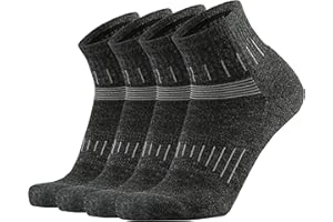 RedHero Men's Merino Wool Cushion Low Cut Quarter Socks Outdoor Hiking Hike Light Trail Running Performance Moisture Control