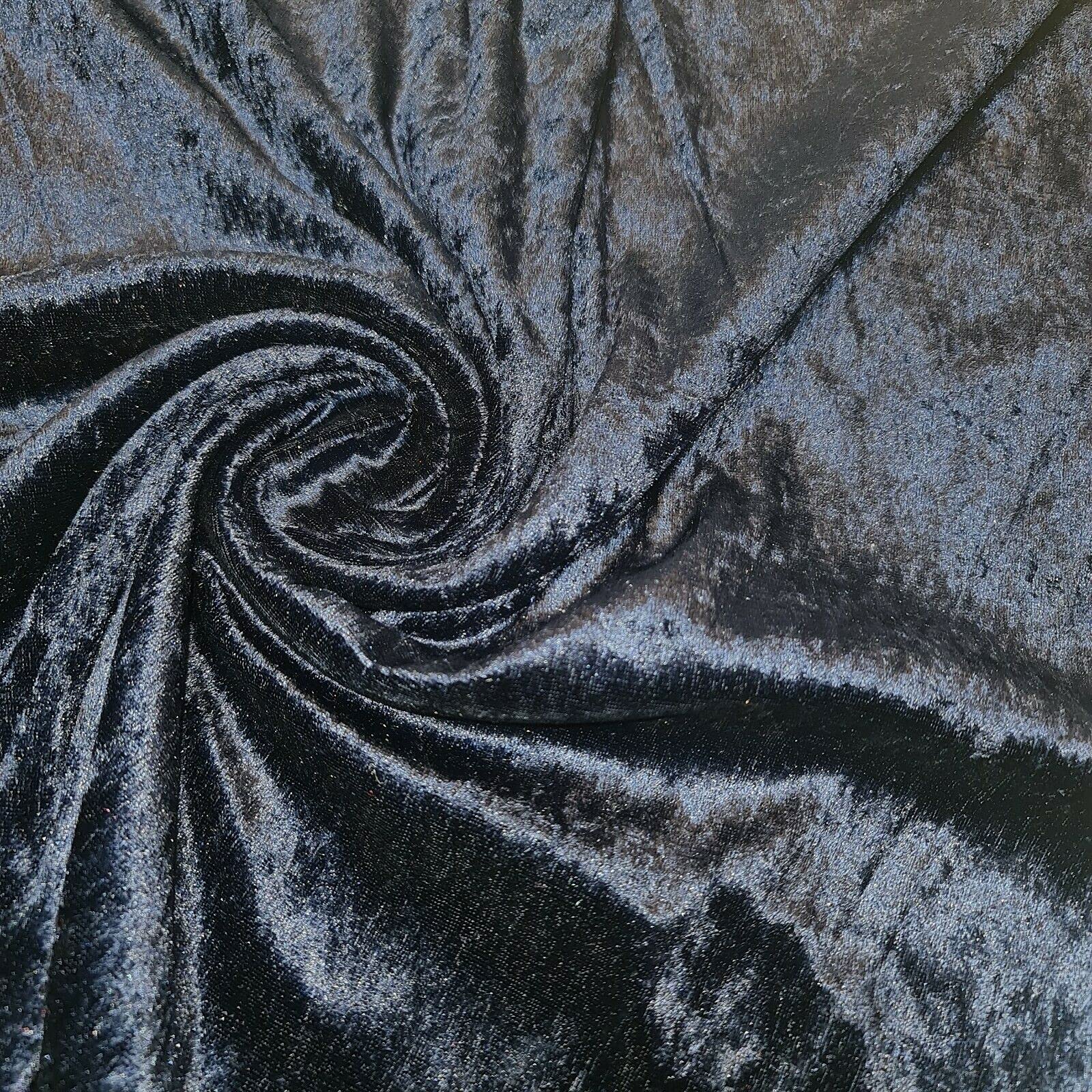 EP Premium Crushed Velvet Fabric Craft Stretch Velour Material Extra Wide - 58" - 150 cm Wide Sold As Pre - Cut Lengths (Navy Blue)