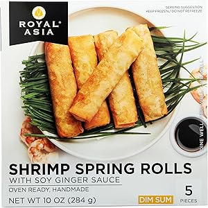 Royal Asia, Shrimp Spring Rolls Ginger Soy Sauce, 10 Ounce