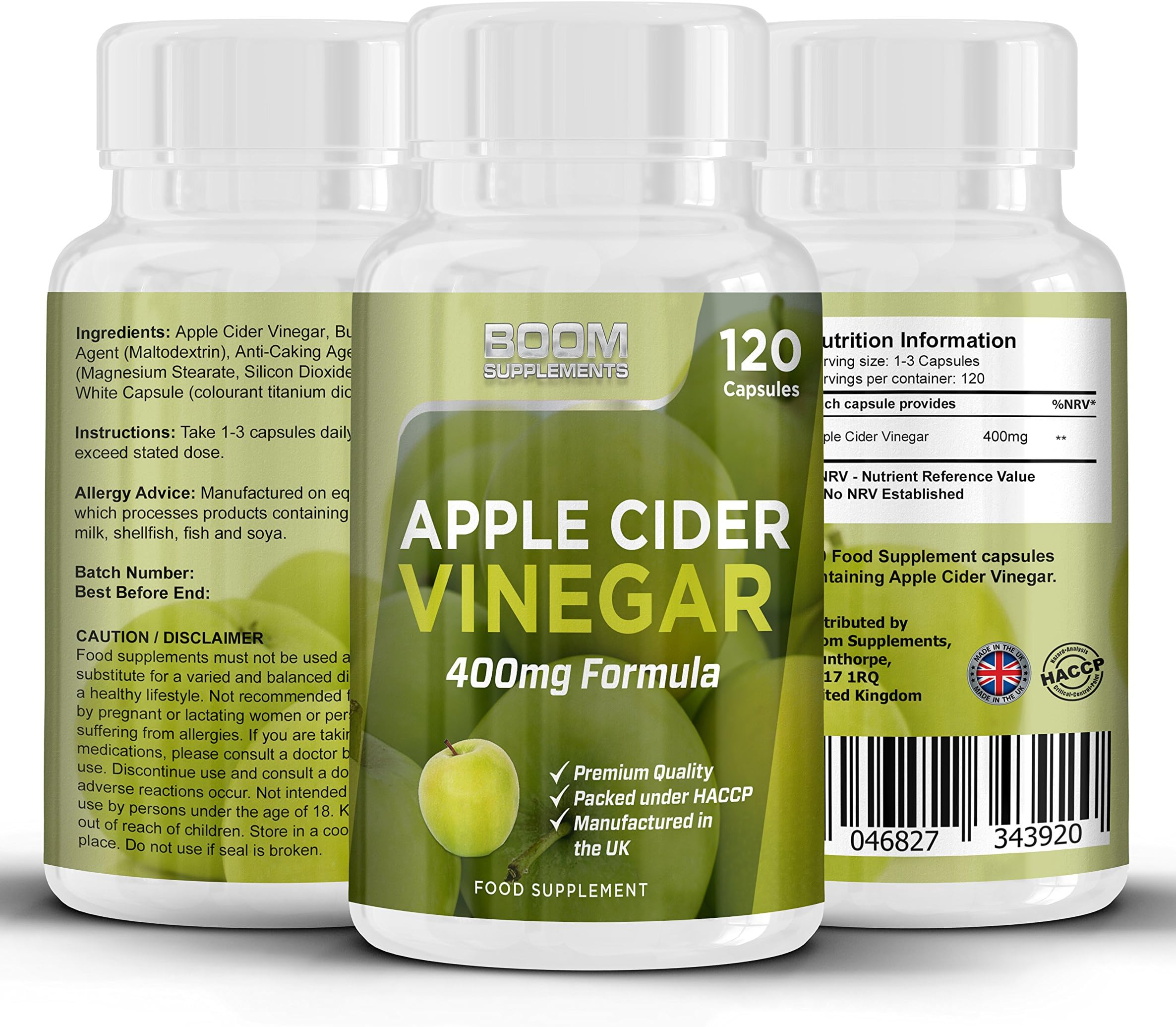 Apple Cider Vinegar Capsules High Strength | Apple Cider Vinegar for Weight Loss | 120 Capsules | Full 30 Day Money Back Guarantee | Manufactured in The UK