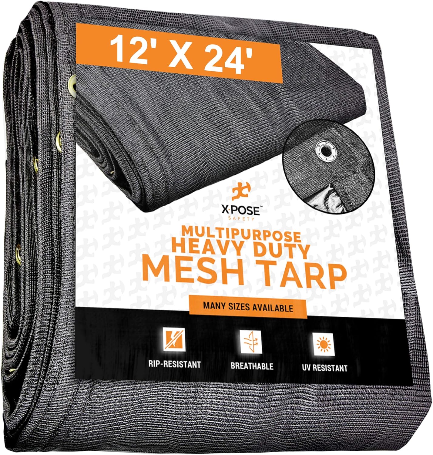 Xpose Safety Heavy Duty Mesh Tarp 12 X 24 Multipurpose Black Protective Cover With Air Flow Use For Tie Downs Shade Fences Canopies Dump Trucks Tear Resistant Amazon Com