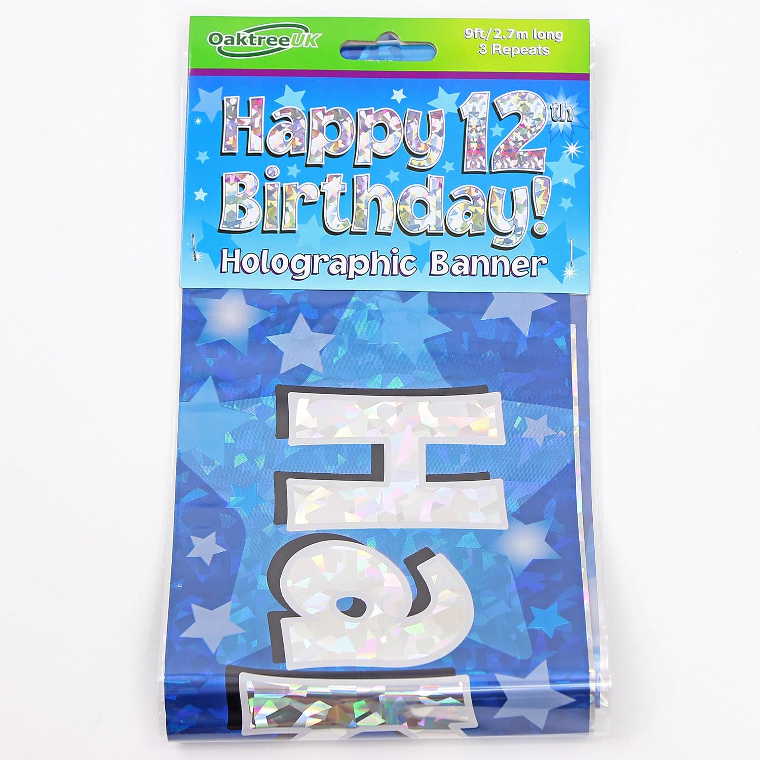 12th Birthday Blue Holographic Banner by Signature Balloons - Image 3