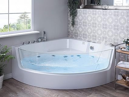 Beliani Baignoire D Angle Marina Balneo Moderne Avec Grande Surface Vitree Et Chromotherapie Beliani Amazon Fr Cuisine Maison
