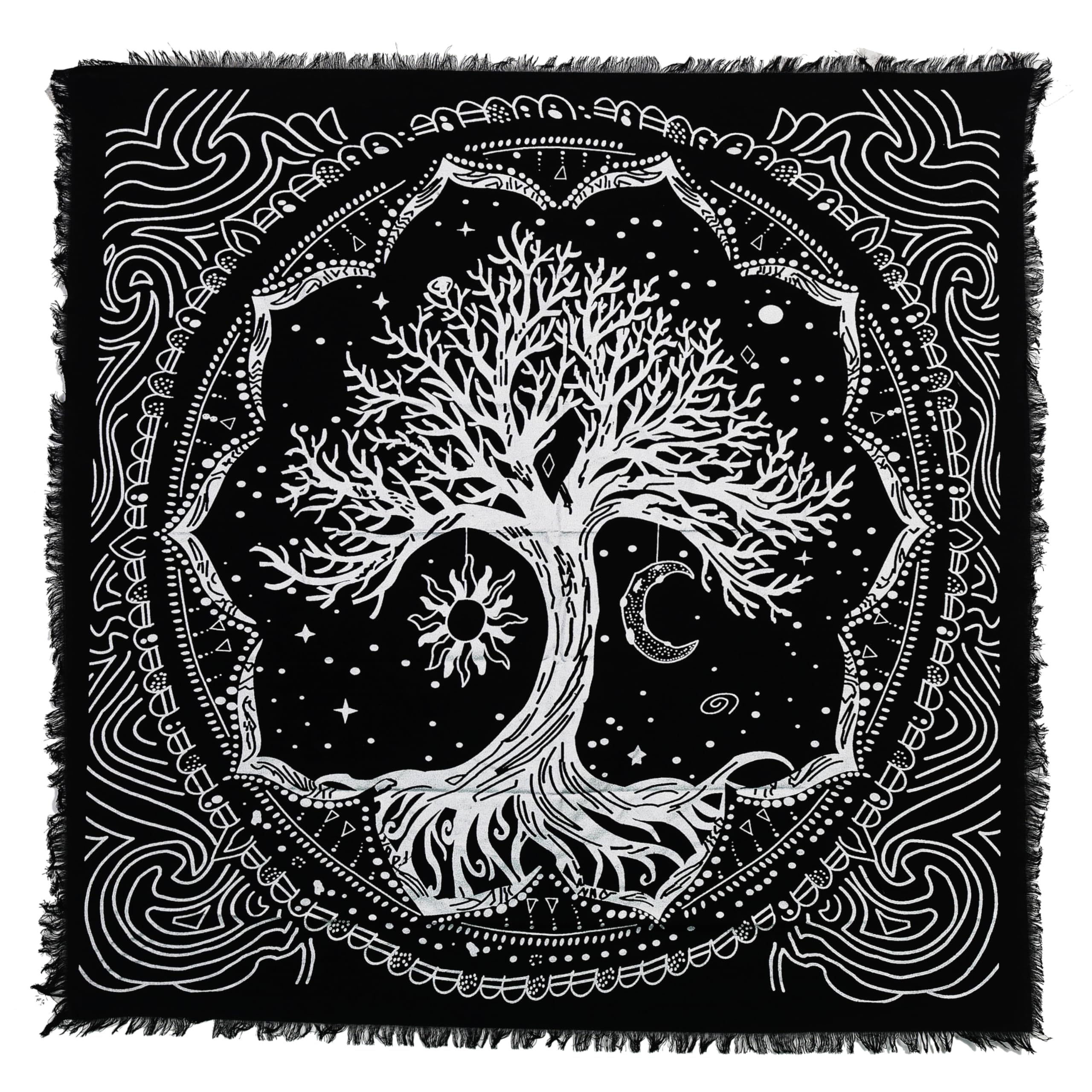 Indian Consigners Tree of Life Altar Cloth Tapestry Tablecloth Celtic Trees Ritual Spiritual cloth for Sacred Places, Cotton Square Tarot table cover — image 1