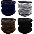 4 Pack Winter Neck Buff Warmers, Neck Gaitor Thermal Fleece Lined Interior Warm Scarf Wrap, Mens Womens