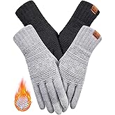 REACH STAR 2 Pairs Winter Gloves for Men and Women Touch Screen Elastic Thermal Knit Lining Warm Gloves for Cold Weather