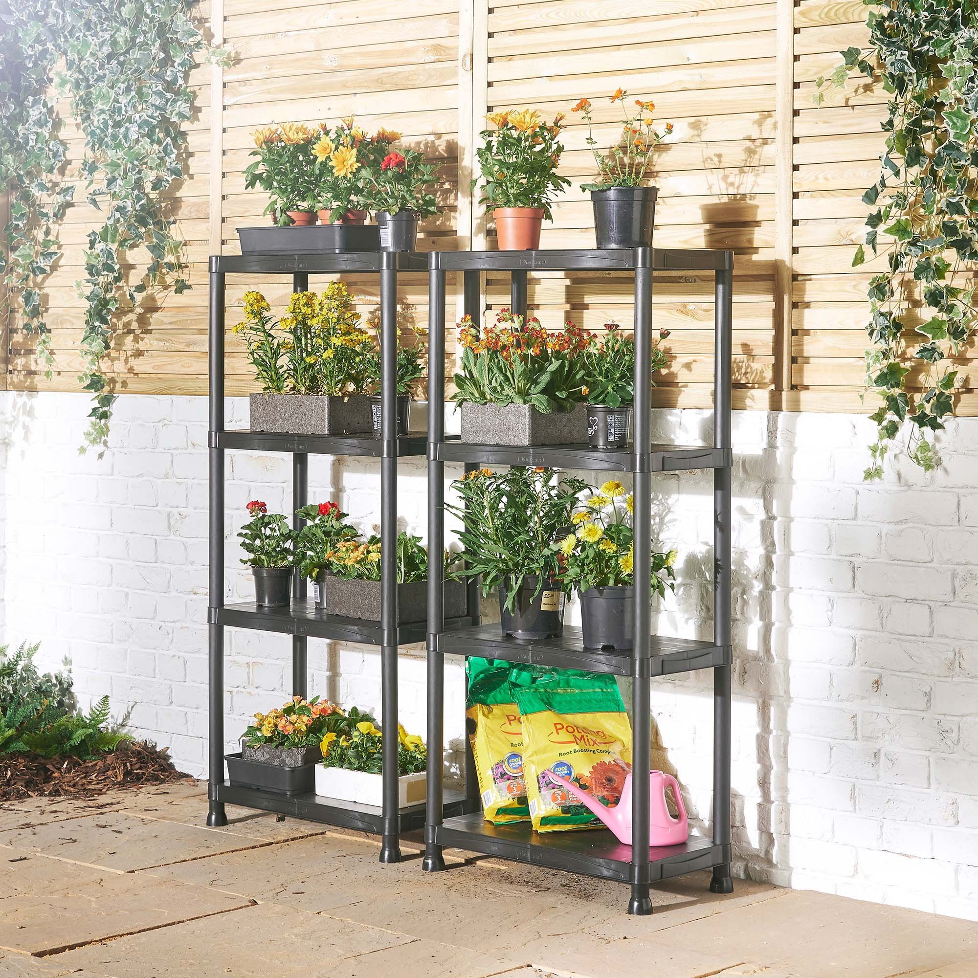 VonHaus 4 Tier Garage Shelving Unit With Wall Brackets (Pack Of 2