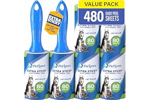 PetLovers Lint Rollers for Pet Hair Extra Sticky 6 Pack - Lint Remover for Clothes