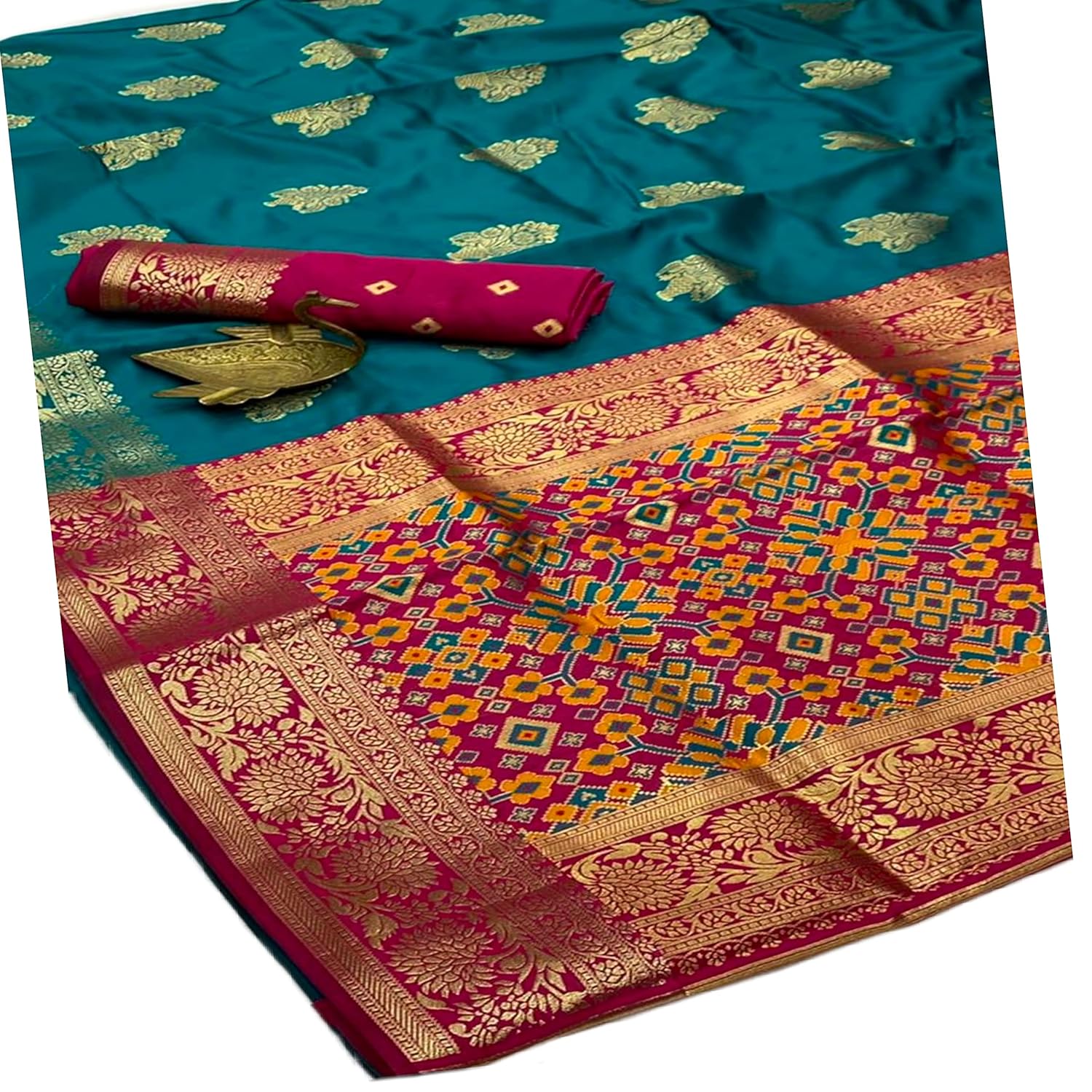 SHREEJI E COMMERCE Women's Wedding Kanchipuram Pattu Banarasi Jacquard