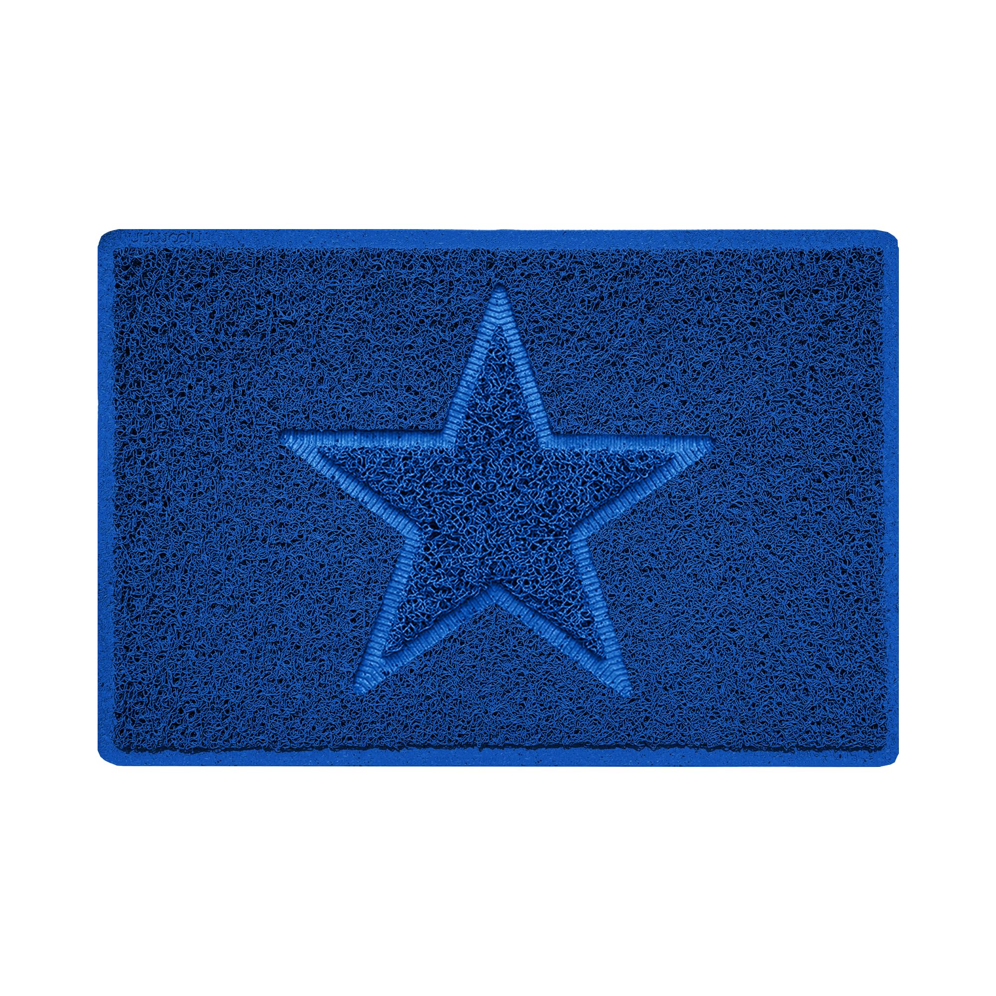 Nicoman Star Shape Embossed Entrance Door Mat Non Slip Dirt Trapper PVC Spaghetti Mat with Rubber Base, Jet Washable Quick Drying Doormat Indoor or Outdoor - (Small, Blue, 60 x 40cm)