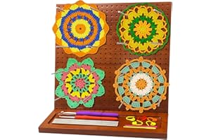 VEIYAILU Crochet Blocking Board with 16 Pegs, 11x11 Inch: Granny Square Blocking Board - Gifts for Women, Mom, and Mother, Blocking Boards for Crochet Projects