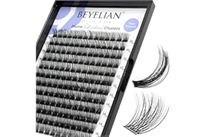 BEYELIAN Cluster Lashes D+ Curl 168 Pcs Individual Lash Clusters False Eyelashes Extension Natural Look Reusable Glue Bonded Black Super Thin Band Mix DIY Eyelash Extension (Style3)