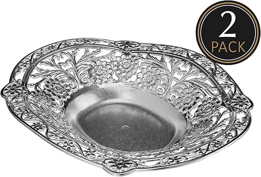 Amazon Com Large Silver Plastic Food Serving Bowl 2 Pack