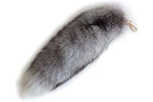 Fosrion 17" Supper Huge Fluffy Silver Blue Fox Tail Fur Alopex Lagopus Handbag Accessory Key Chain Ring Hook Tassels Natural Color Cospaly
