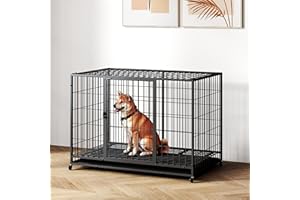 BLIGHTOR 48/42/38 Inch Dog Crates for Large Dogs Folding Metal Wire Cages Dog Kennel Pet Cage with Double-Door,Removable Tray