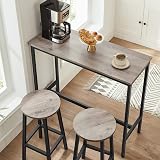 VASAGLE Bar Stools Set of 2 Greige Black Metal Frame Footrest 32x65 cm view 5