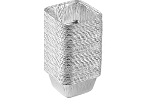 Plasticpro Disposable 4.25'' X 4.25 X 2'' Inch Square Aluminum Tin Foil Baking Pans Bakeware - Cookware Perfect for Baking Cakes,Brownies,Bread, Meatloaf, Lasagna, Pack of 50