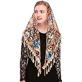 PAMOR Mass Veil Triangle Mantilla Cathedral Head Covering Chapel Veil Lace Shawl Latin Scarf