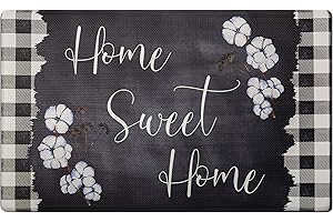 SoHome Cozy Living Anti Fatigue Kitchen Mat for Floor, Home Sweet Home Themed Cushioned Kitchen Runner Rug Mat, Non Slip, Easy Wipe Clean, 1/2 Inch Thick, 18" x 30", Black