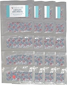 PackFreshUSA: 100cc Oxygen Absorber Compartment Packs - Food Grade - Non-Toxic - Food Preservation - Long-Term Food Storage Guide Included - 100 Count in 20 Compartment Packs