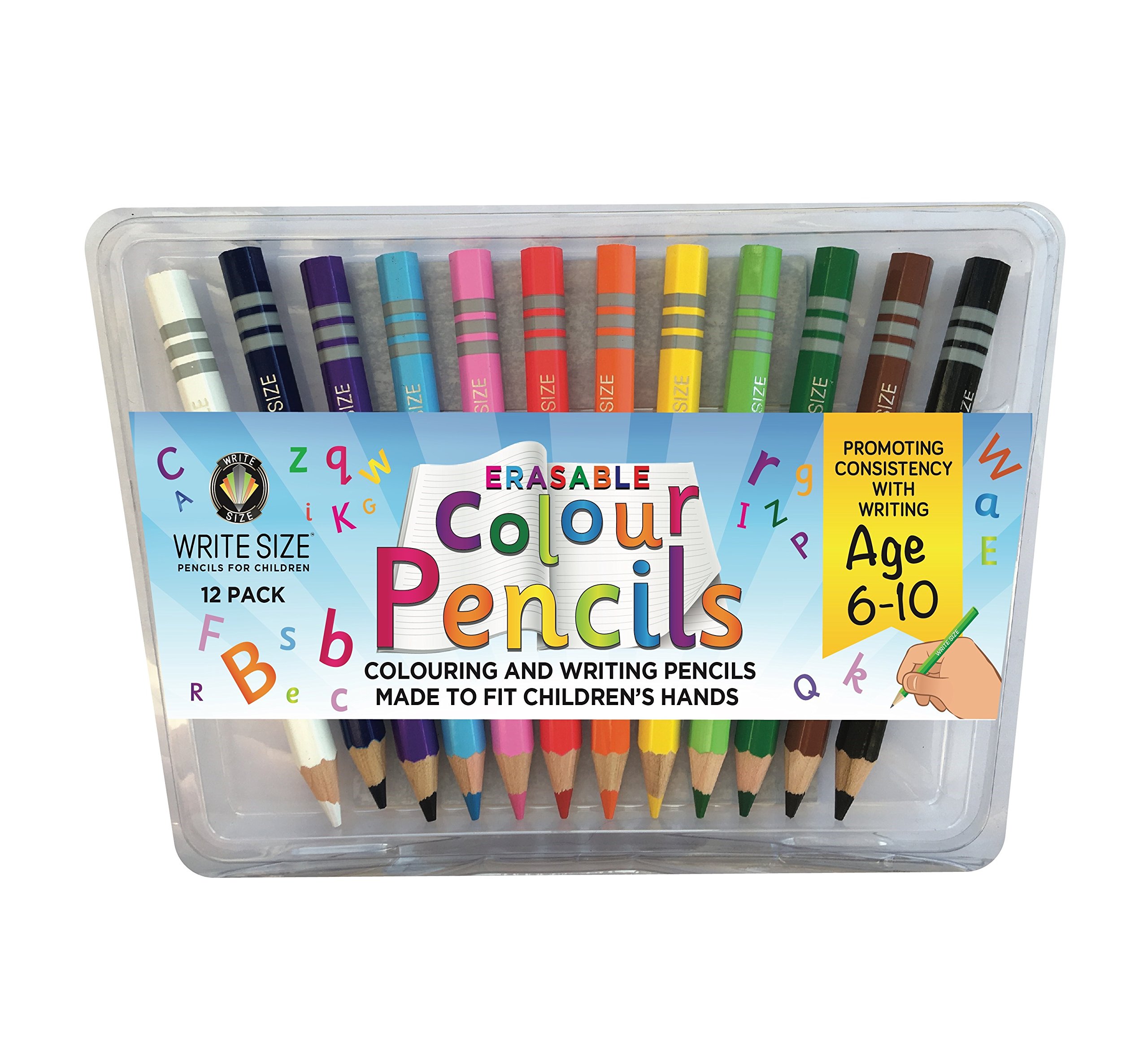 Write Size Colouring & Writing Pencils - Made To Fit Children's Hands (6-10 years, Assorted Coloured Pencils 6-10 Years)