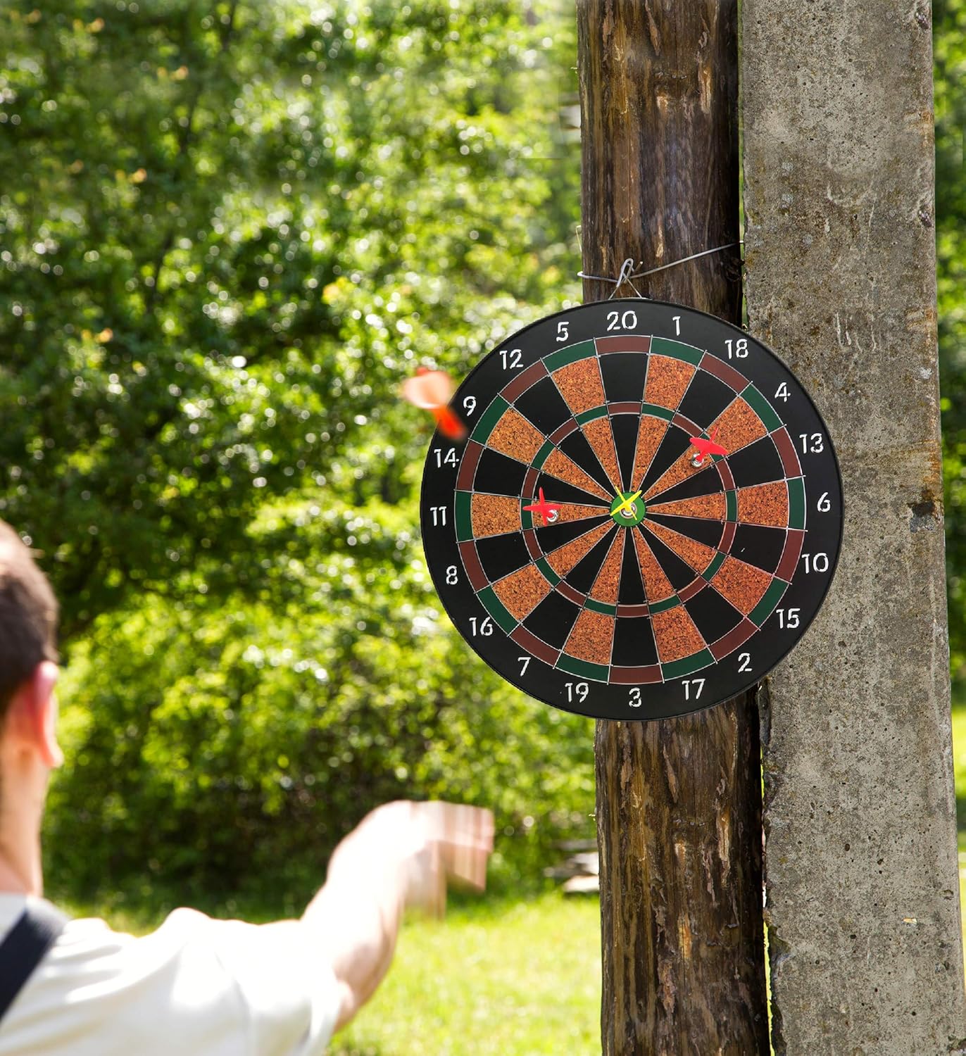Mozlly Dartboard Pro Magnetic Darts Play Set, 16 Inch Dart Board Gaming Room Man Cave Home Office Classic Active Game Easy Set Up Indoor Outdoors Sports Themed Kids Teens Adults Toys & Games : Clothing