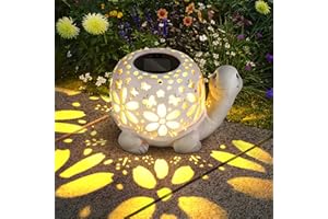 LESES Solar Lantern Lights, Turtle Outdoor Lantern with Waterproof LED Garden Light, Decorative Lanterns Table Lamp for Patio Yard Garden Decor Outside Clearance Gifts for Birthday Grandma - White