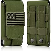 IronSeals Tactical Molle Phone Cover Case, Heavy Duty Loop Belt Holster Pouch with Flag Patch for iPhone 17 Pro Max/Air/17 Pro/17/16 Pro Max/15 Pro Max/14 Pro Max/13 Pro Max, for Galaxy S24 Ultra