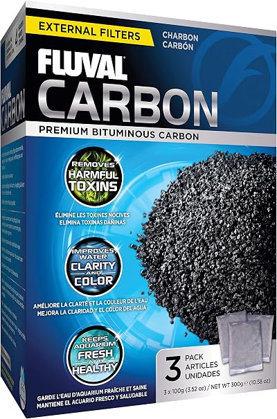 Fluval Activated Carbon 3 x 100g Sachets for Aquarium Filtration