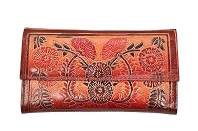 ZINT Shantiniketan Pure Leather Floral Design Multi-Colour Womens Wallet Clutch Purse