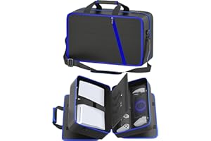 Gersker PS5 Carrying Case Compatible with Playstation 5/Slim/Pro Digital & Disc, PS5 Travel Case Holds PS Portal Remote, 4 Game Cards, 2 Controllers, Playstation 5 Travel Protective Bag, Black & Blue